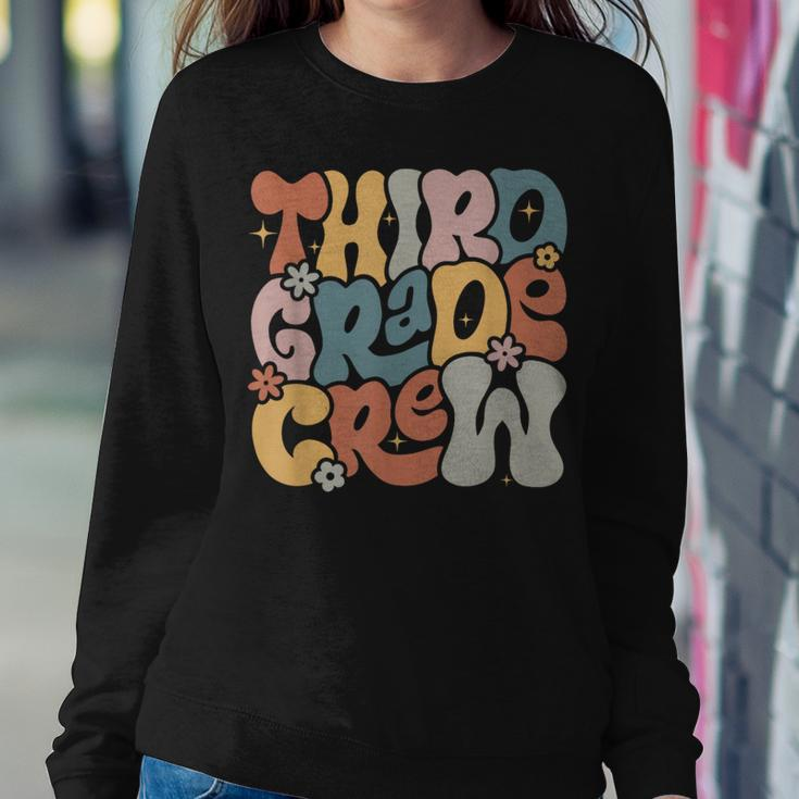 Third Grade Crew Retro Groovy Vintage Third Day Of School Women Sweatshirt Funny Gifts