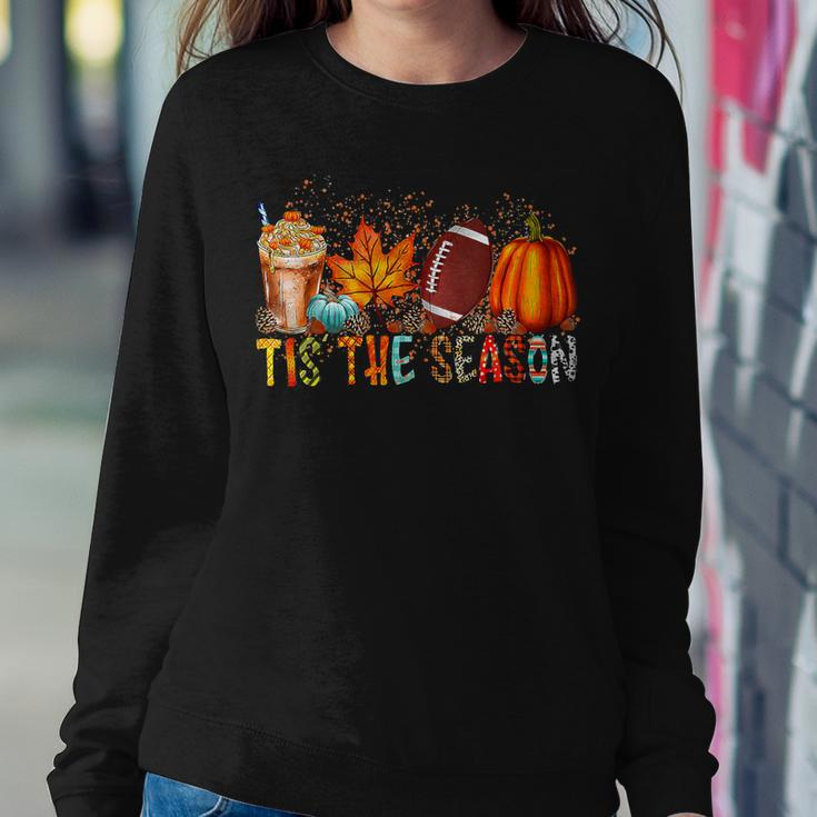 Tis' The Season Leopard Pumpkin Football Halloween Fall Women Sweatshirt Funny Gifts