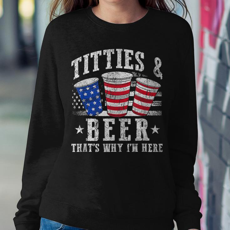 Titties & Beer Thats Why Im Here Red White And Blue Shots Women Sweatshirt Unique Gifts