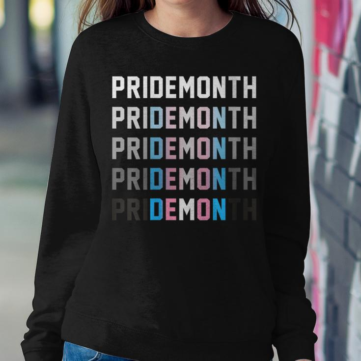 Trans Pride Month Demon Sarcastic Humorous Lgbt Slogan Women Sweatshirt Unique Gifts