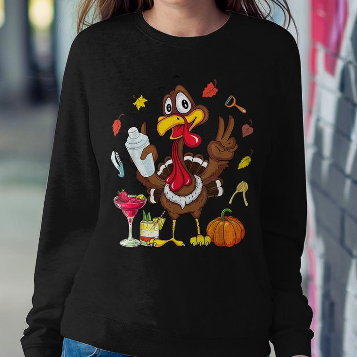 Turkey Cocktail Shaker Bartender Pumpkin Fall Thanksgiving Women Sweatshirt Personalized Gifts