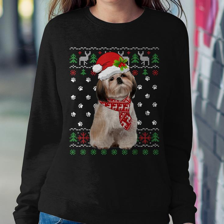 Ugly Sweater Christmas Shih Tzu Dog Puppy Xmas Pajama Women Sweatshirt Funny Gifts