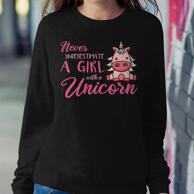 Never Underestimate A Girl With A Unicorn Girls Unicorns Women Sweatshirt Unique Gifts