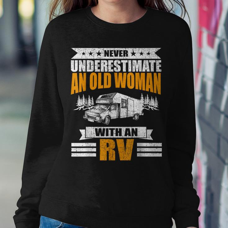 Never Underestimate An Old Woman With An Rv Camping Women Sweatshirt Unique Gifts