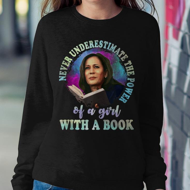 Never Underestimate The Power Of A Girl With A Book Womens Women Sweatshirt Unique Gifts