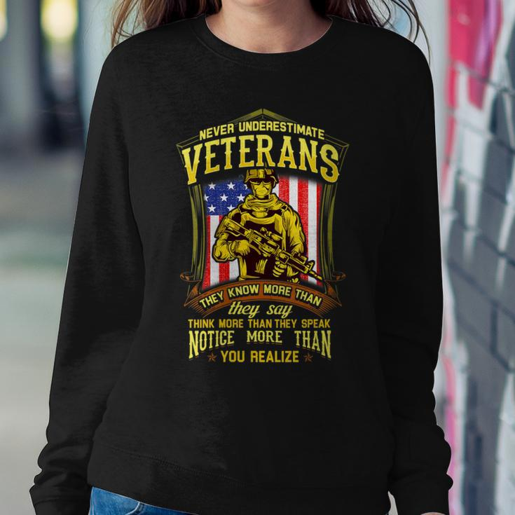 Never Underestimate A Veteran Military Women Sweatshirt Funny Gifts