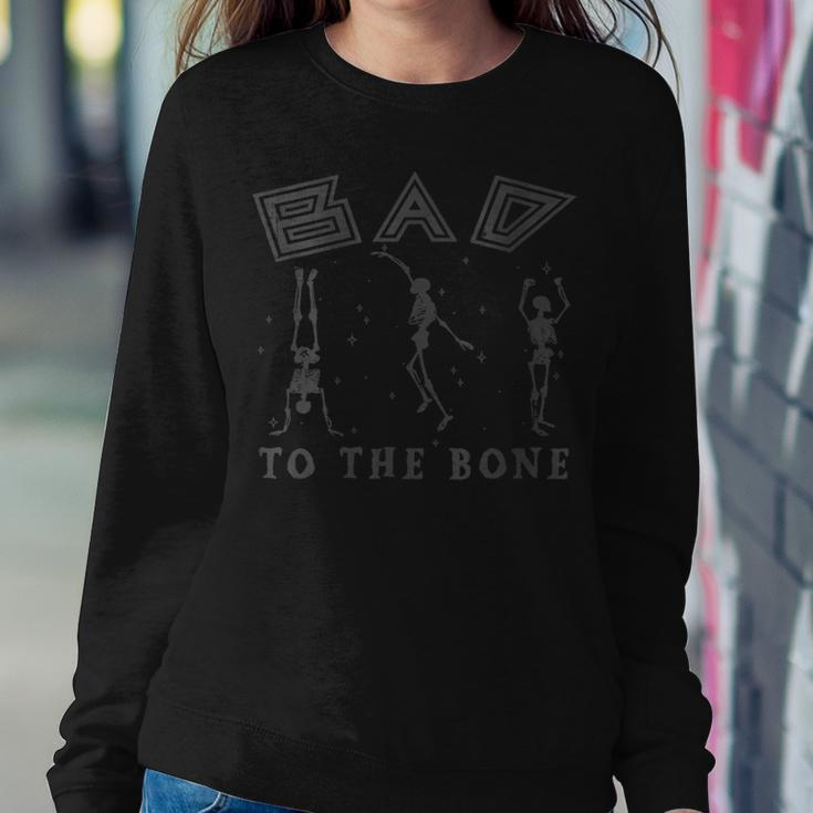 Vintage Dancing Skeleton Bad To The Bone Halloween Women Sweatshirt Unique Gifts