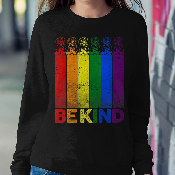 Vintage Doberman Rainbow Flag Be Kind Lgbt Pride Women Sweatshirt Unique Gifts