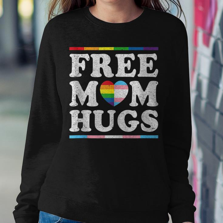 Vintage Free Mom Hugs Rainbow Heart Lgbt Pride Month Women Sweatshirt Unique Gifts