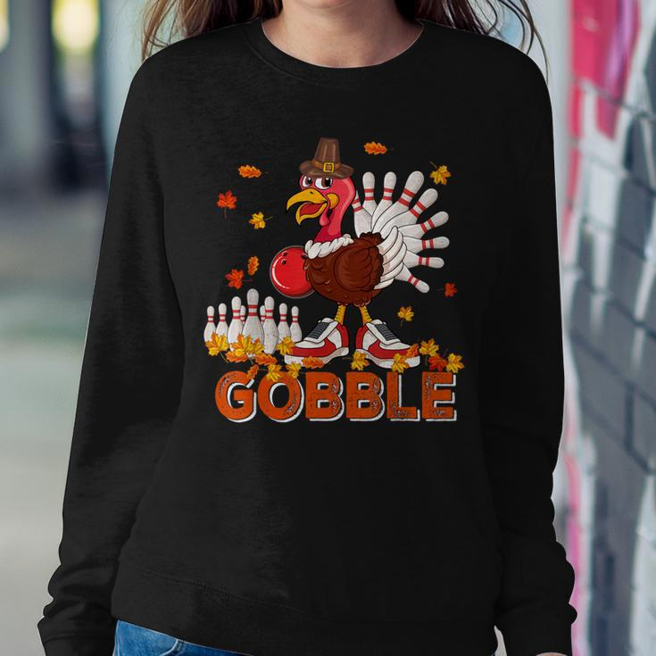 Vintage Gobble Thanksgiving Turkey Playing Bowling Player Women Sweatshirt Unique Gifts