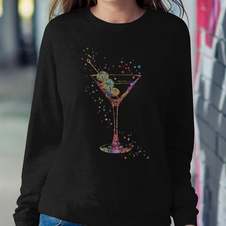 Watercolor Glass Of Martini Cocktails Wine Shot Alcoholic Women Sweatshirt Unique Gifts