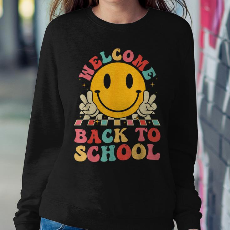Welcome Back To School Retro First Day Of School Teacher Women Sweatshirt Funny Gifts