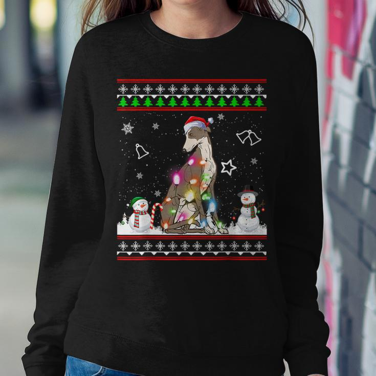 Whippet Dog Christmas Lights Ugly Christmas Sweater Women Sweatshirt Funny Gifts