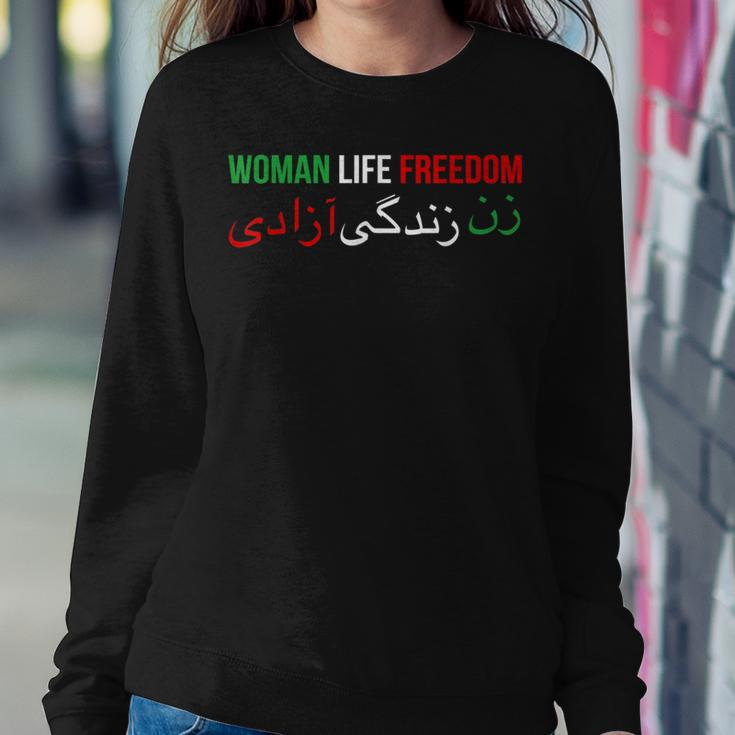 Woman Life Freedom Iran English Persian Protest Slogan Women Sweatshirt Unique Gifts
