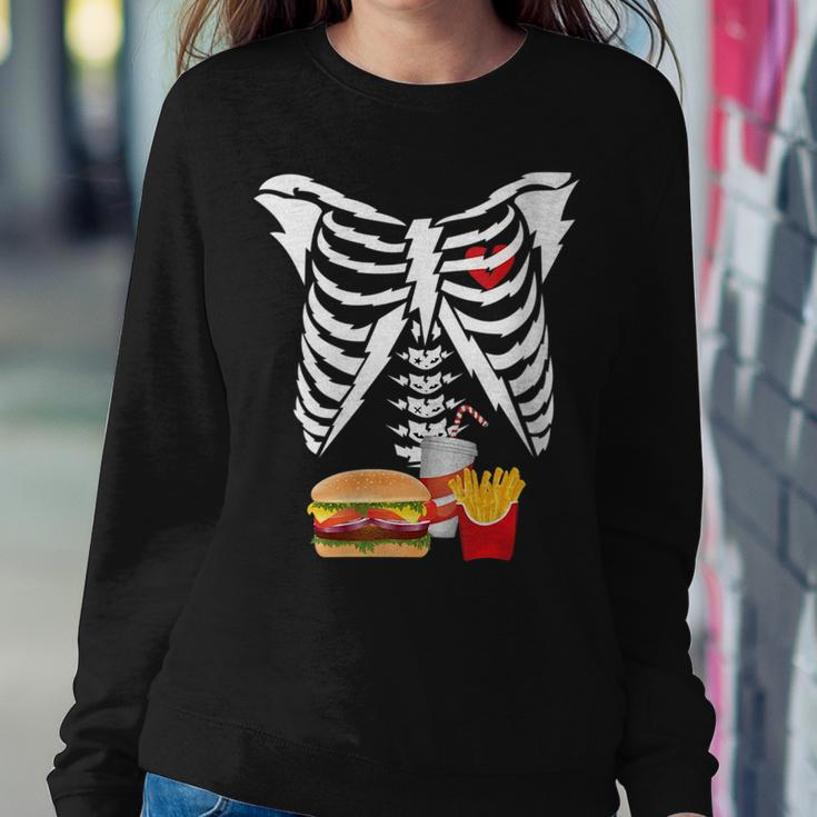 Xray Skeleton Rib Cage Burger Halloween Scary Face Hamburger Women Sweatshirt Unique Gifts
