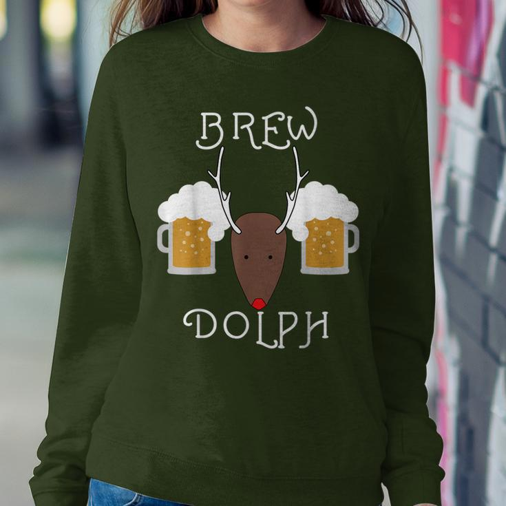 Brew-Dolph Reindeer Christmas For Beer Drinkers Women Sweatshirt Funny Gifts