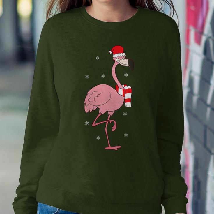 Christmas Flamingo With Santa Hat Cute Christmas Flamingo Women Sweatshirt Personalized Gifts