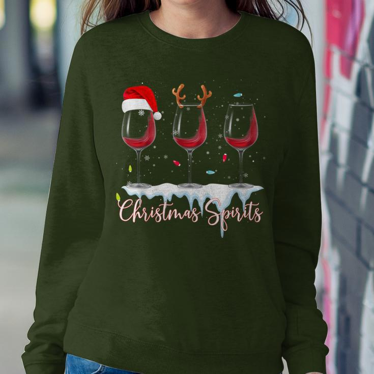 Christmas Spirits Glasses Of Wine Winter Holiday Women Sweatshirt Funny Gifts
