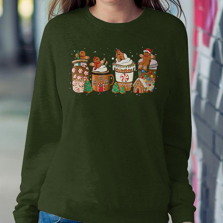 Gingerbread Cookie Christmas Coffee Cups Latte Drink Outfit Women Sweatshirt Unique Gifts