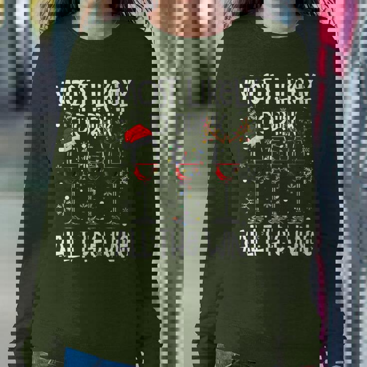 Glasses Of Wine Xmas Most Likely To Drink All The Wine Women Sweatshirt Personalized Gifts