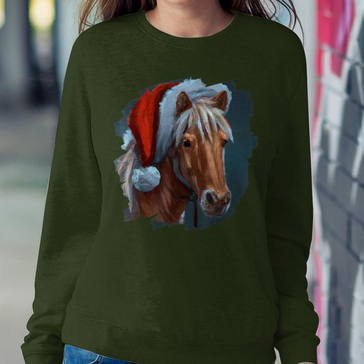 Horse Wearing Santa Claus Hat Horseback Riding Christmas Women Sweatshirt Unique Gifts