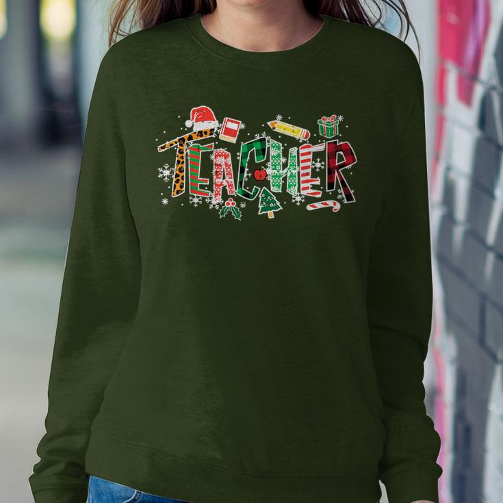 Leopard Buffalo Plaid Teacher Christmas School Xmas Women Women Sweatshirt Funny Gifts