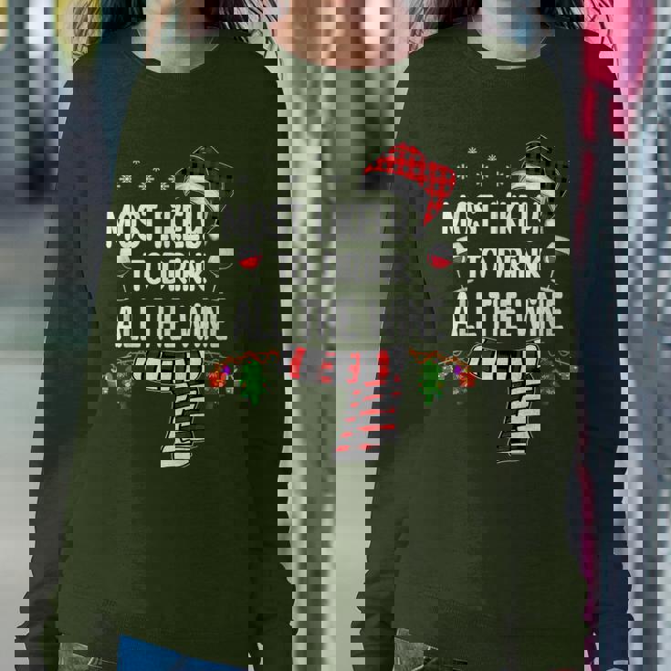 Most Likely To Drink All The Wine Family Christmas Pajamas Women Sweatshirt Personalized Gifts