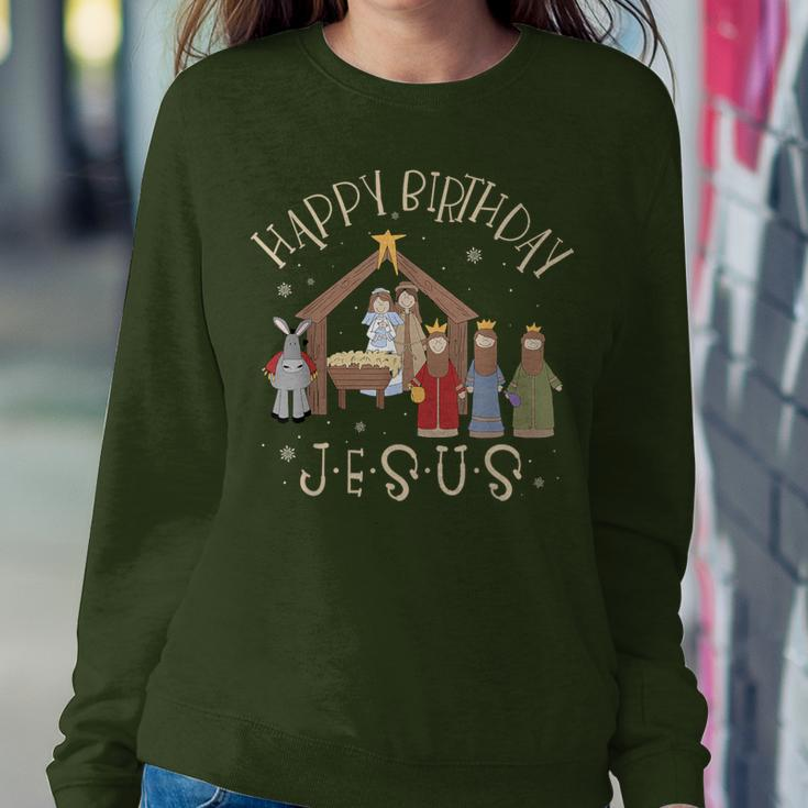Nativity Happy Birthday Jesus Christmas Nativity Christian Women Sweatshirt Unique Gifts