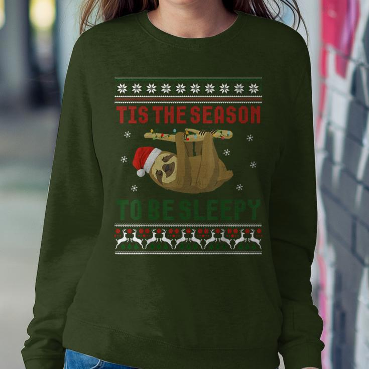 Tis The Season To Be Sleepy Cute Sloth Christmas Ugly Women Sweatshirt Unique Gifts