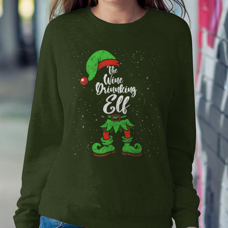 Wine Drinking Elf Matching Family Christmas Pajama Costume Women Sweatshirt Unique Gifts