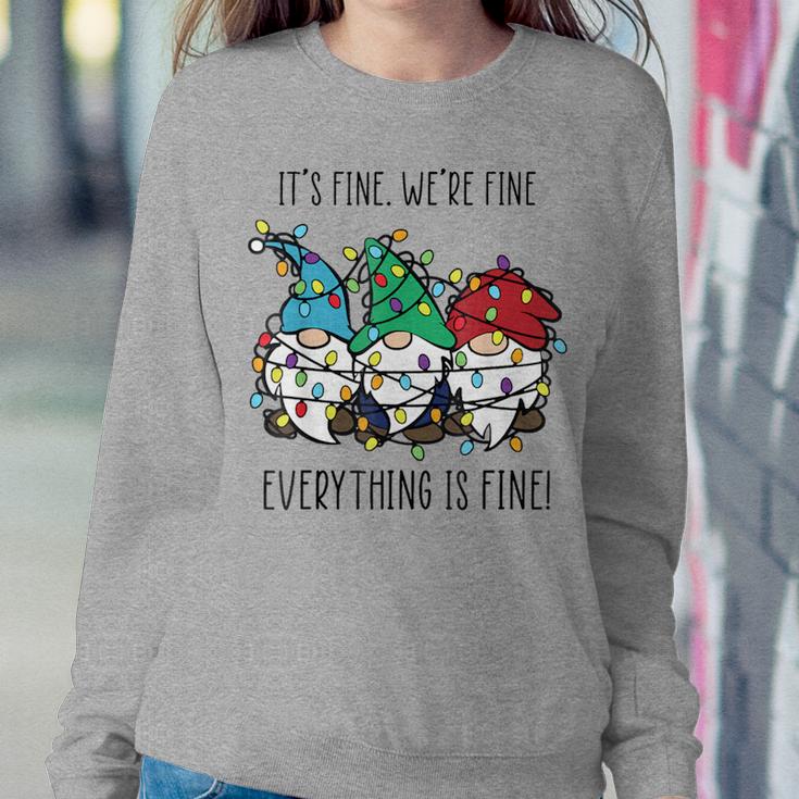 It's Fine We're Fine Everything Is Fine Gnome Teacher Xmas Women Sweatshirt Funny Gifts