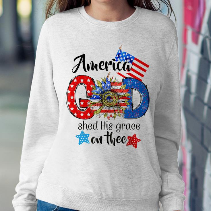 American God Shed His Grace On Thee Christian 4Th Of July Women Sweatshirt Unique Gifts