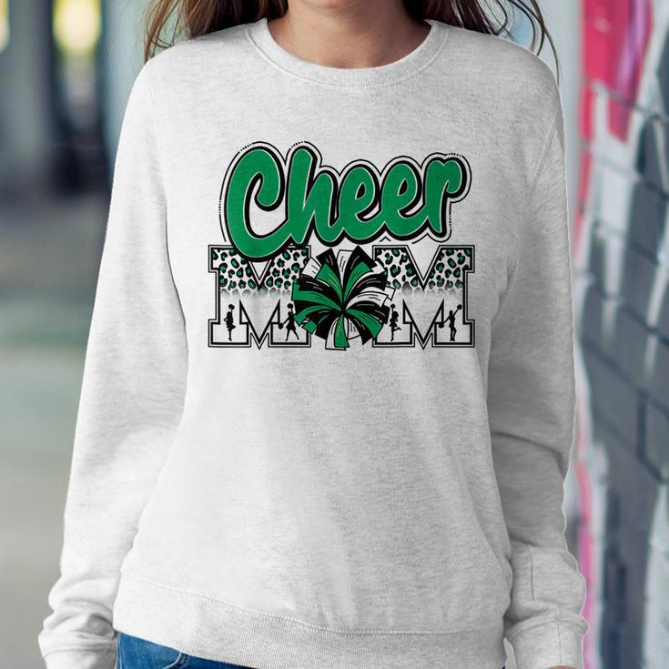 Cheer Mom Green Black White Leopard Letters Cheer Pom Poms Women Crewneck Graphic Sweatshirt Funny Gifts