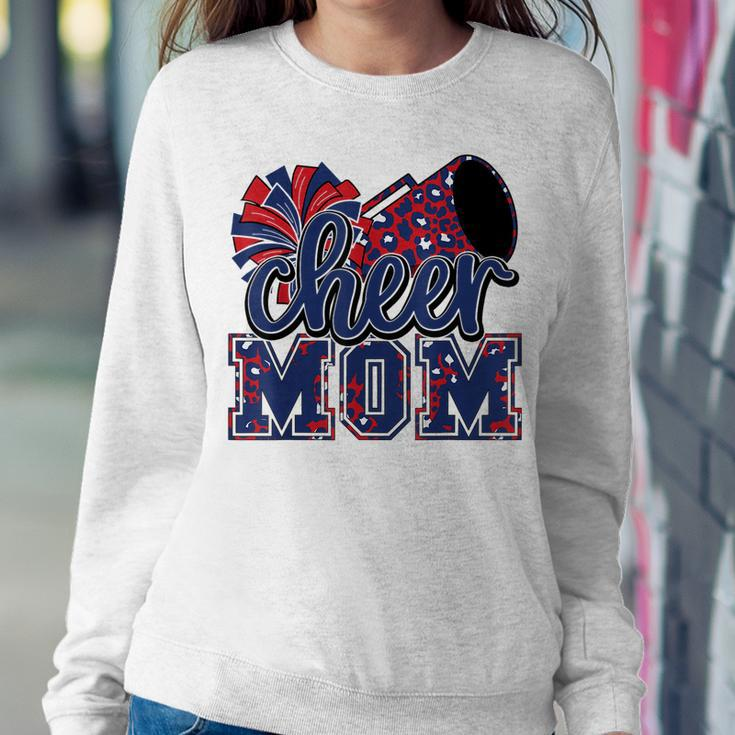 Cheer Mom Navy Red Leopard Cheer Poms & Megaphone Women Sweatshirt Funny Gifts