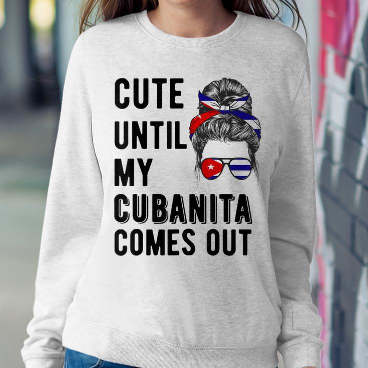Cubanita Flag Cubana Cuba Mom Women Girl Cuban Funny Saying Women Crewneck Graphic Sweatshirt Funny Gifts