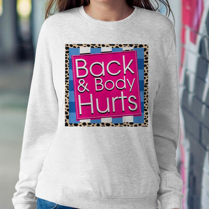 Funny Back Body Hurts Quote Workout Gym Top Leopard Women Sweatshirt Funny Gifts