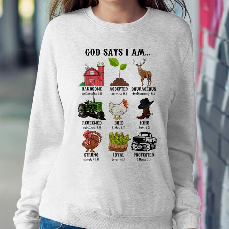 God Says I Am… Farm Animal Christian Believer Western Women Sweatshirt Unique Gifts