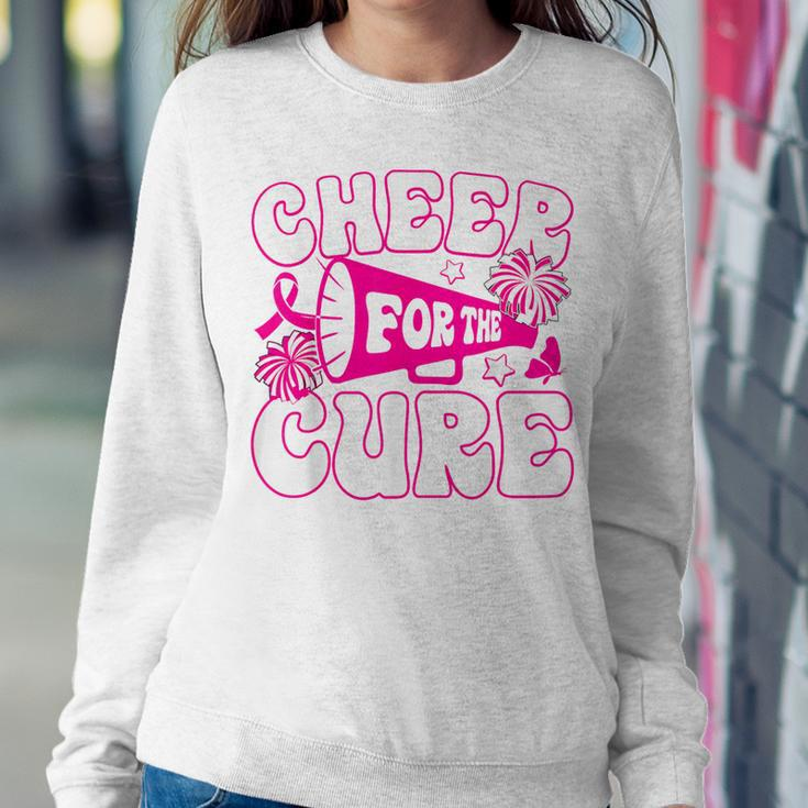 Groovy Cheer For A Cure Breast Cancer Awareness Cheerleading Women Sweatshirt Unique Gifts