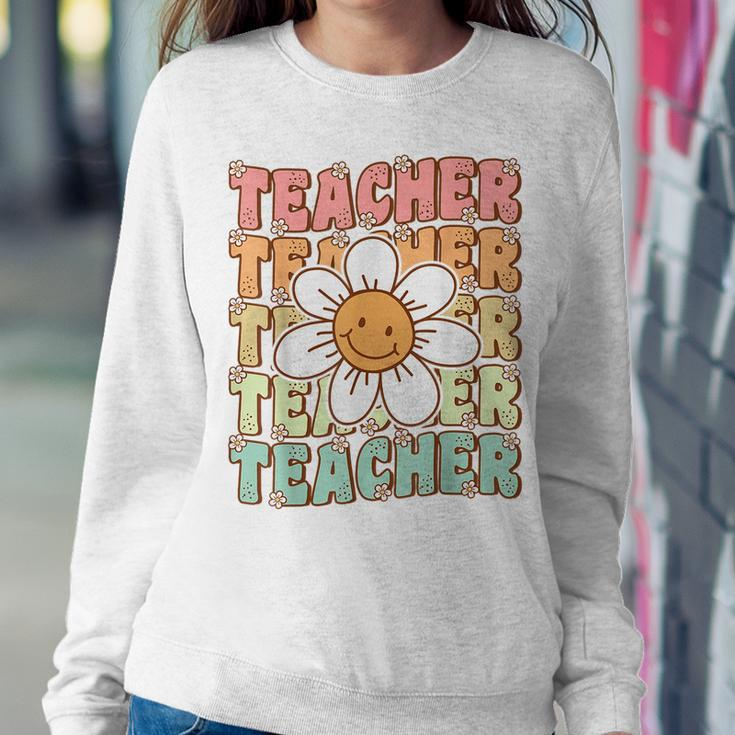 Groovy Teacher Cute Daisy Flower Retro Back To School Women Sweatshirt Unique Gifts