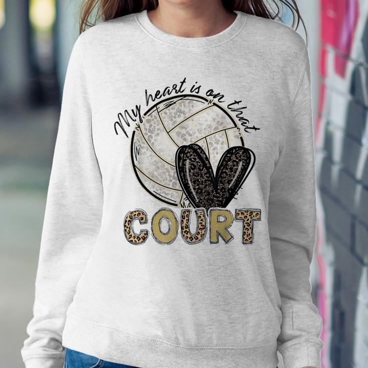 My Heart Is On That Court Volleyball Leopard Volleyball Mom Women Sweatshirt Unique Gifts
