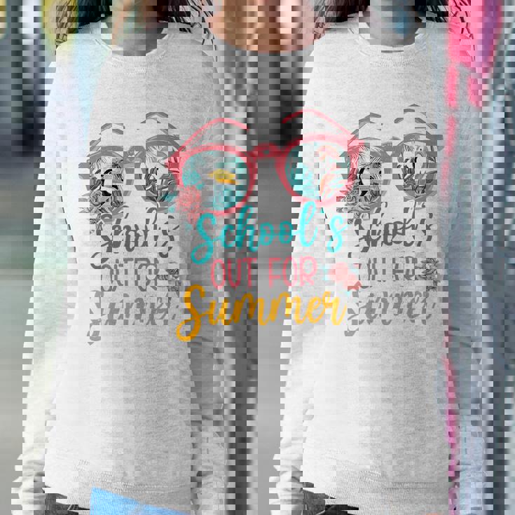 Hello Summer Floral Flamingo Schools Out For Summer Vibes Women Sweatshirt Unique Gifts