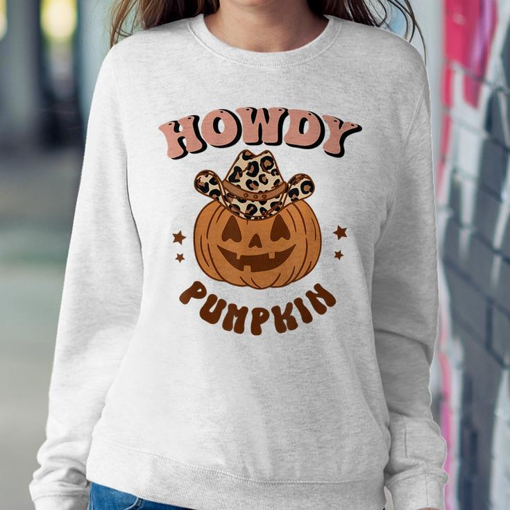 Howdy Pumpkin Leopard Rodeo Western Fall Southern Halloween Halloween Women Sweatshirt Unique Gifts
