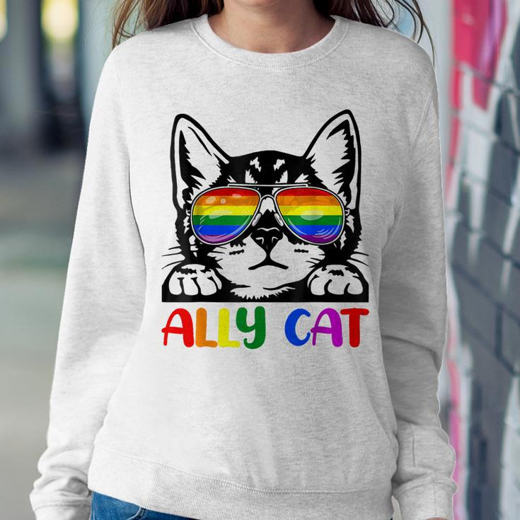 Lgbt Gay Ally Cat Be Kind Rainbow Pride Flag Men Women Women Sweatshirt Unique Gifts
