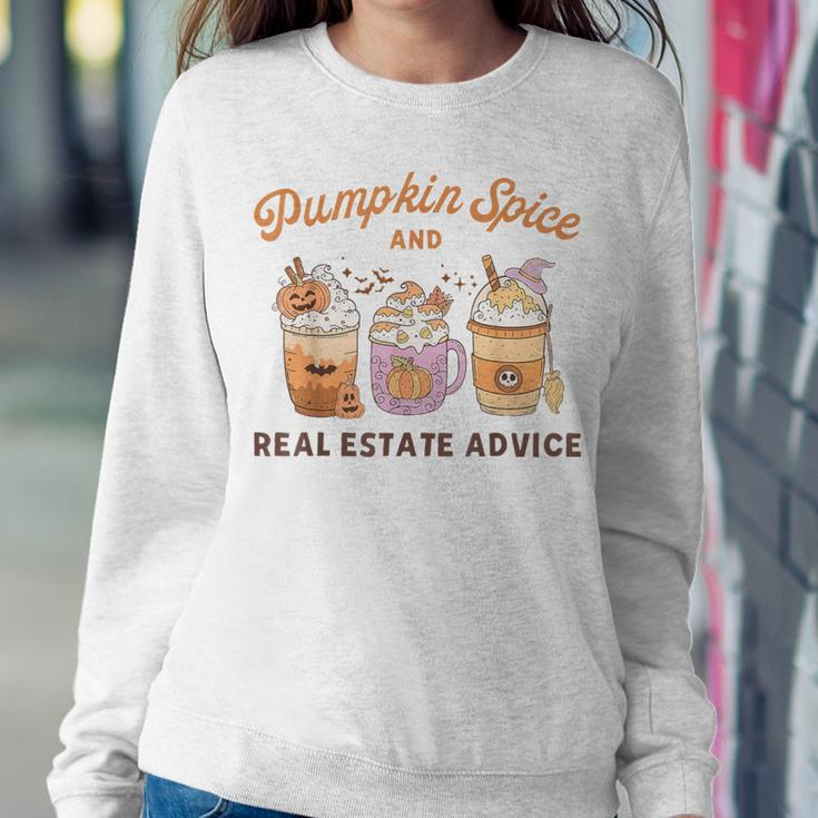 Pumpkin Spice And Real Estate Advice Coffee Halloween Fall Women Sweatshirt Unique Gifts