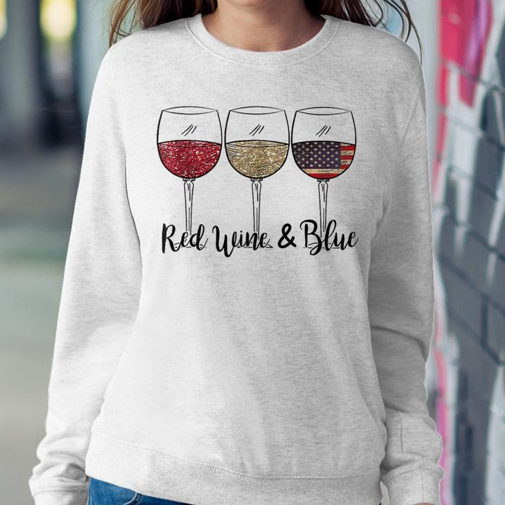 Red Wine & Blue 4Th Of July Usa American Flag Wine Patriotic Women Sweatshirt Unique Gifts