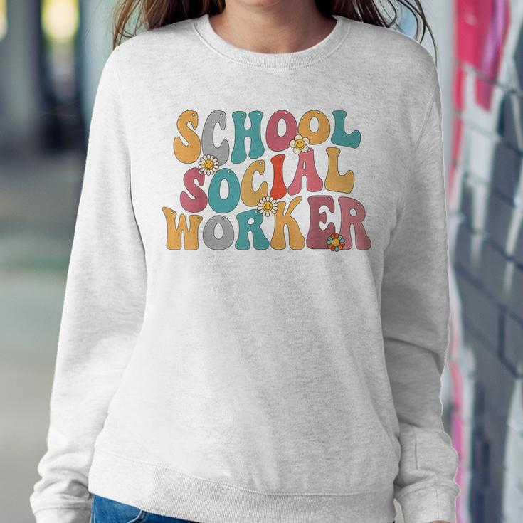 School Social Worker Groovy 2023 Appreciation Social Work Women Sweatshirt Unique Gifts