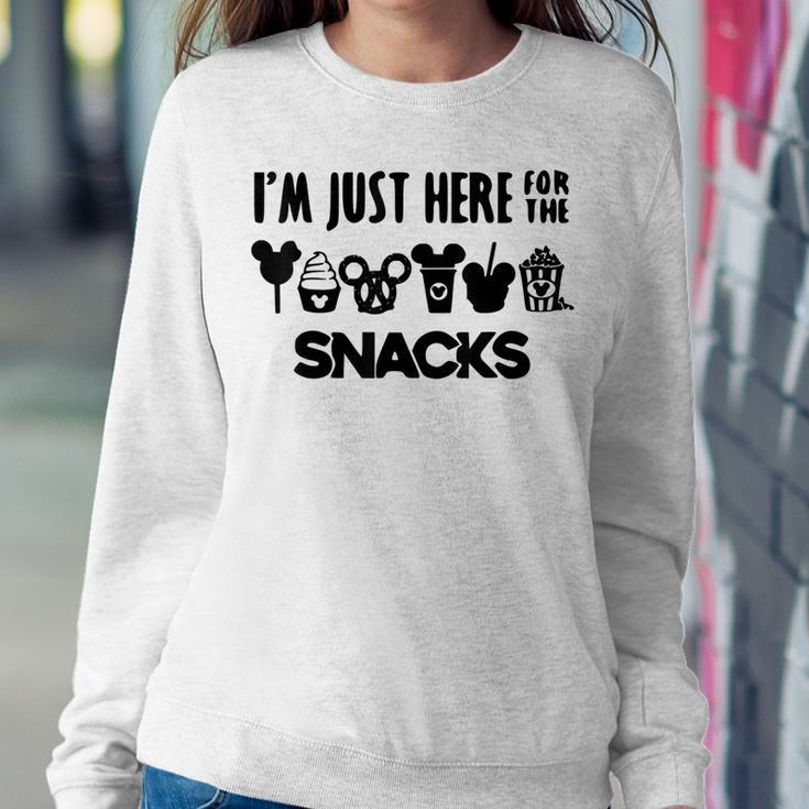Snacks Apparel Men Women Kids Im Just Here For The Snacks Women Crewneck Graphic Sweatshirt Funny Gifts
