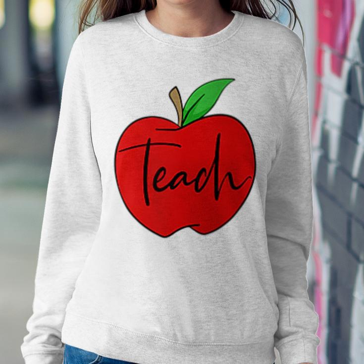 Teach Proud Teacher Teaching Job Pride Apple Pocket Print Women Sweatshirt Unique Gifts