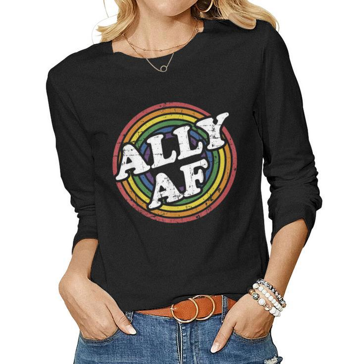 Ally Af Rainbow Flag For Lgbt Pride Month Support Women Long Sleeve T-shirt