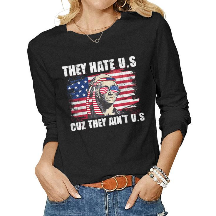 American Usa Flag 4Th Of July Patriotic Womens Women Long Sleeve T-shirt